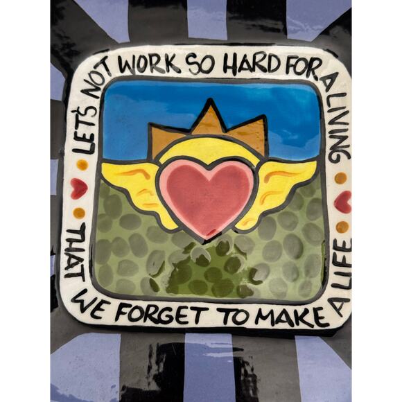 Artful Soul Csara Hand Made Thoughtful Saying Square Dish - Picture 9 of 10